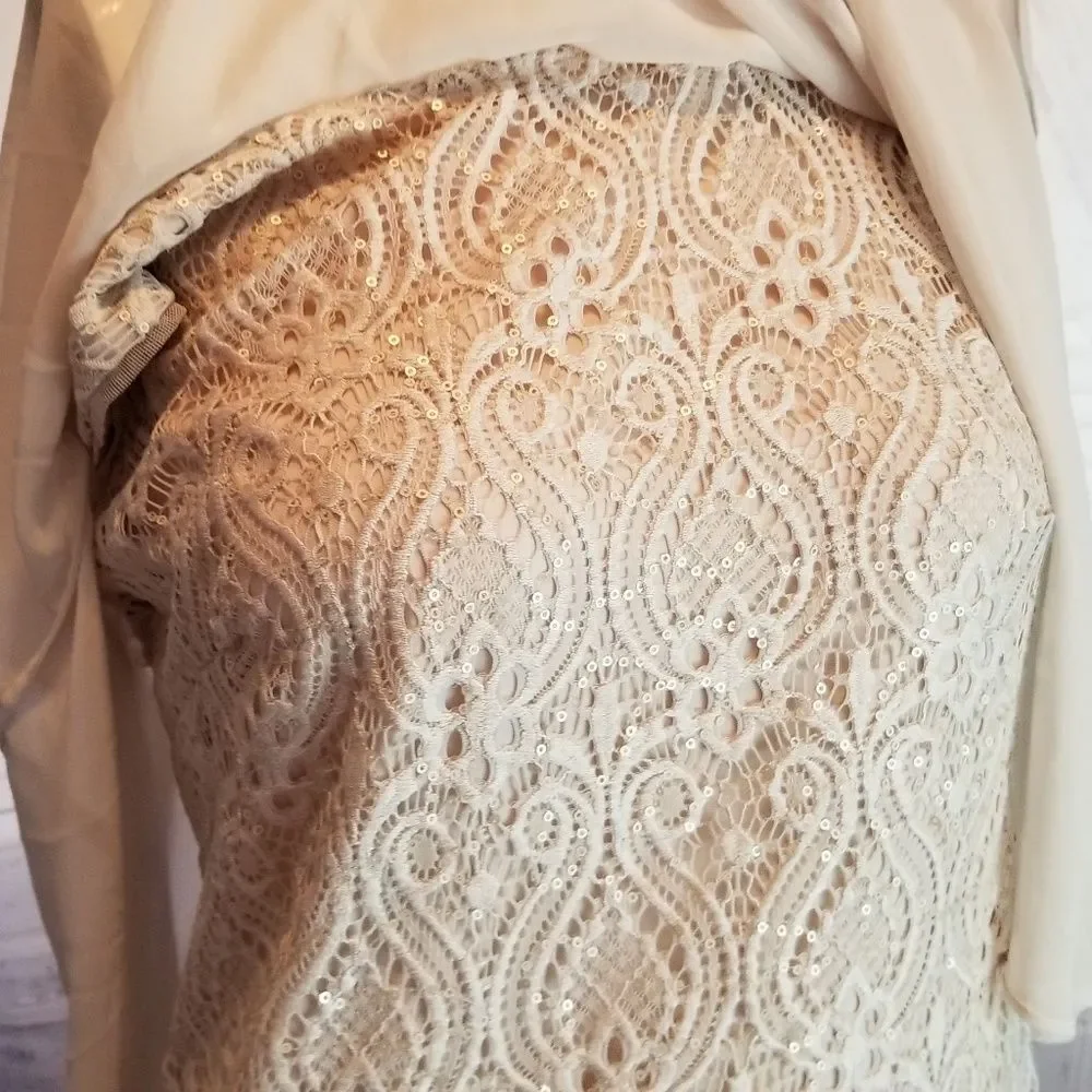 R&M Richards sz 8‎ medium lace evening dress sheer